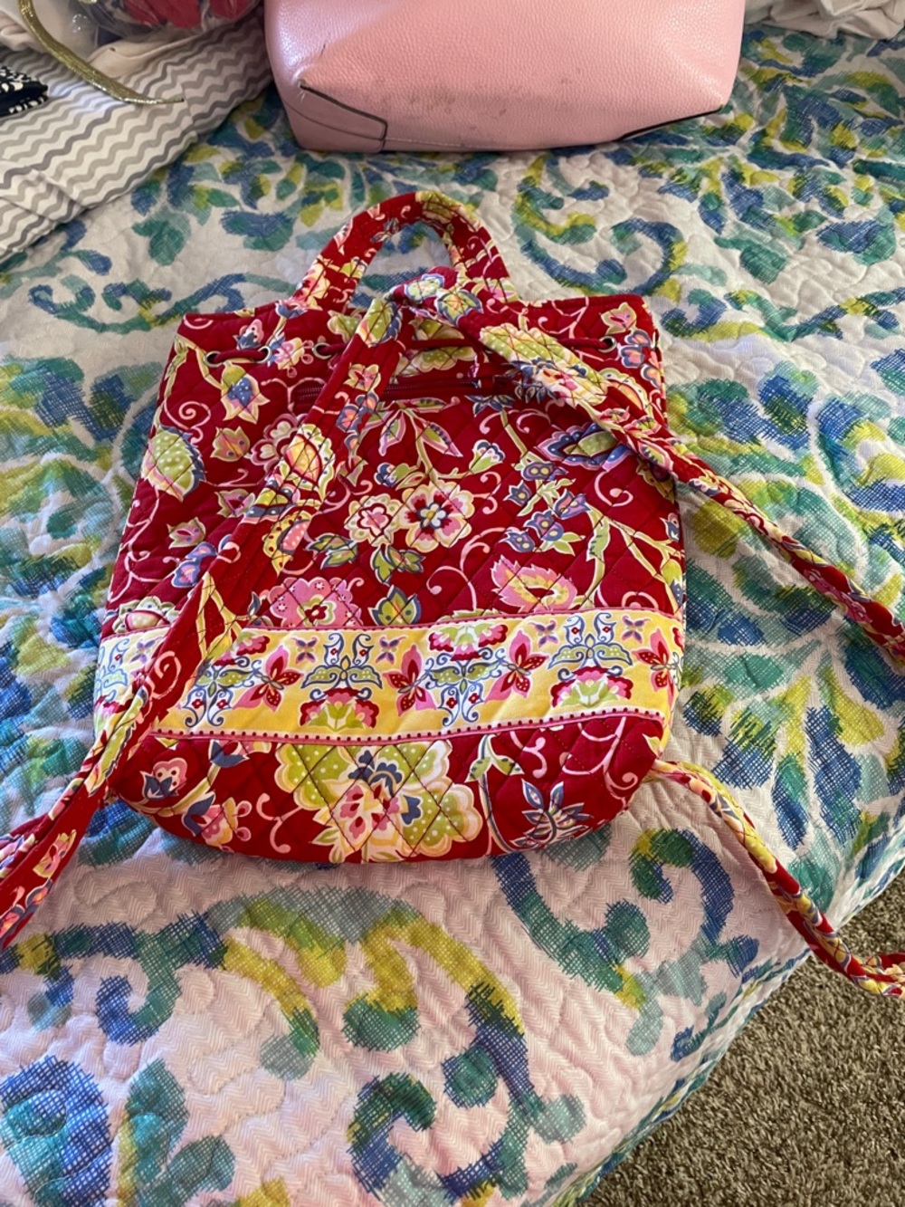 Brand new Quilted Floral Crossbody Tote in Red